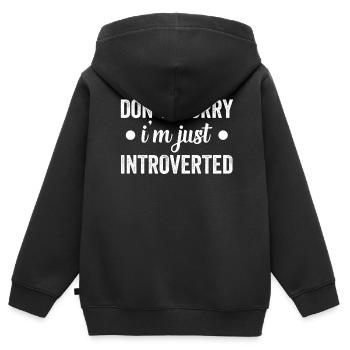 Keine Sorge Ich Bin Nur Introvertiert Schüchtern - Kinder Premium Organic Zip Hoodie - Schwarz - Hinten - AI Model Kid Male (0cm)