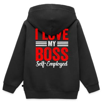 Ich Liebe Meinen Chef (Selbstständig) Freelancer - Kinder Premium Organic Zip Hoodie - Schwarz - Hinten - AI Model Kid Male (0cm)