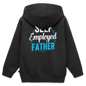 Père indépendant Pigiste Indépendant - Sweat Premium à capuche zippé enfant bio - noir - Dos - AI Model Kid Male (0cm)