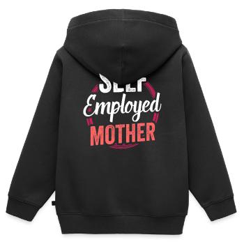 Mère indépendante Pigiste Travailleuse indépendante - Sweat Premium à capuche zippé enfant bio - noir - Dos - AI Model Kid Male (0cm)