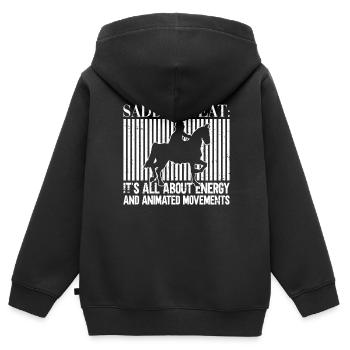 Siège de selle Équitation anglaise Cavalier Équitation - Sweat Premium à capuche zippé enfant bio - noir - Dos - AI Model Kid Male (0cm)