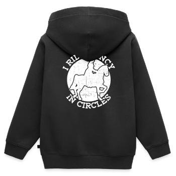 Ich reite schick im Kreis - Dressurreiten - Kinder Premium Organic Zip Hoodie - Schwarz - Hinten - AI Model Kid Male (0cm)