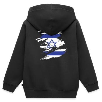 Israel - Kinder Premium Organic Zip Hoodie - Schwarz - Hinten - AI Model Kid Male (0cm)