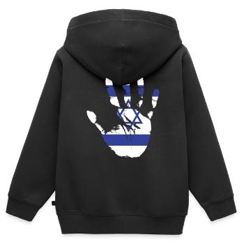 Israel - Kinder Premium Organic Zip Hoodie - Schwarz - Hinten - AI Model Kid Male (0cm)