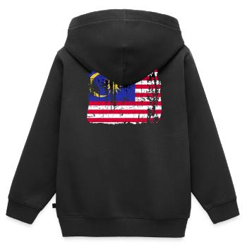Malaysia - Kinder Premium Organic Zip Hoodie - Schwarz - Hinten - AI Model Kid Male (0cm)