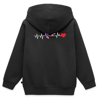 Malaysia - Kinder Premium Organic Zip Hoodie - Schwarz - Hinten - AI Model Kid Male (0cm)