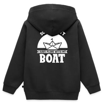 Malheureusement, je ne peux pas avoir de plans avec mon bateau - Sweat Premium à capuche zippé enfant bio - noir - Dos - AI Model Kid Male (0cm)