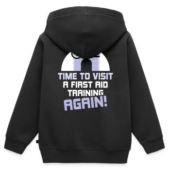 Time to attend a first aid course again - Kids Premium Organic Zip-up Hoodie - black - Back - AI Model Kid Male (0cm)