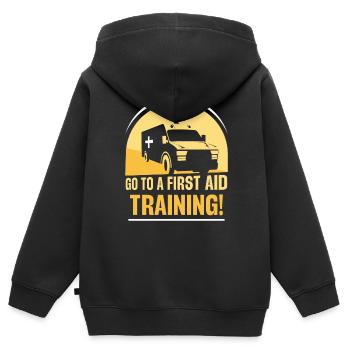 Suivez un cours de secourisme! Enseignant - Sweat Premium à capuche zippé enfant bio - noir - Dos - AI Model Kid Male (0cm)