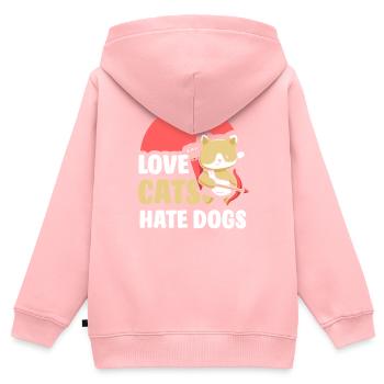 Chers chats Détestez les chiens Amoureux des chats Animaux de compagnie - Sweat Premium à capuche zippé enfant bio - rose - Dos - AI Model Kid Female (0cm)
