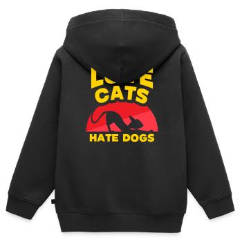 Chers Chats Haine Chiens Amoureux des Animaux De Compagnie Chat - Sweat Premium à capuche zippé enfant bio - noir - Dos - AI Model Kid Male (0cm)