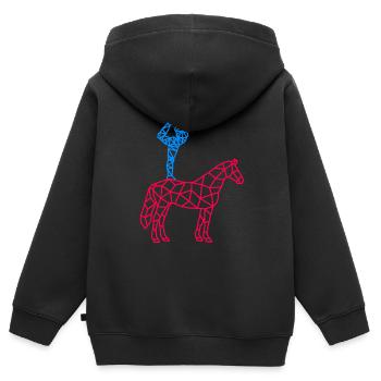 voltige cavalier sauteur - Sweat Premium à capuche zippé enfant bio - noir - Dos - AI Model Kid Male (0cm)
