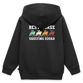 Meilleure équipe de voltige - voltige à cheval - Sweat Premium à capuche zippé enfant bio - noir - Dos - AI Model Kid Male (0cm)