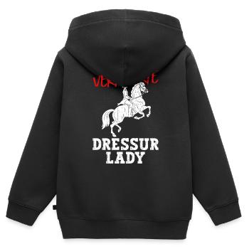 Verrückte Dressur Lady - Dressurreiten Dressur - Kinder Premium Organic Zip Hoodie - Schwarz - Hinten - AI Model Kid Male (0cm)