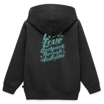 Live Love Backpack à travers l’Australie - Sweat Premium à capuche zippé enfant bio - noir - Dos - AI Model Kid Male (0cm)