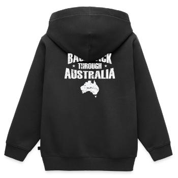Backpack through Australia Abenteuer - Kinder Premium Organic Zip Hoodie - Schwarz - Hinten - AI Model Kid Male (0cm)