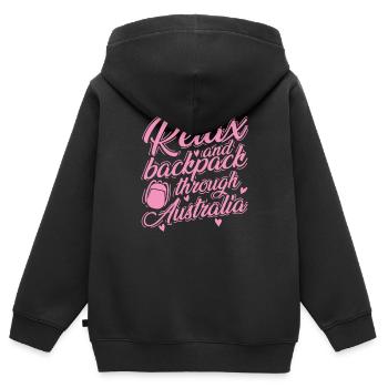 Relax and Backpack through Australia Outback - Kinder Premium Organic Zip Hoodie - Schwarz - Hinten - AI Model Kid Male (0cm)