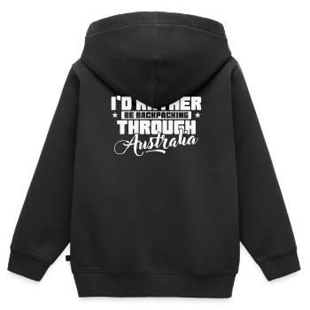 I'd rather Backpacking through Australia - Kinder Premium Organic Zip Hoodie - Schwarz - Hinten - AI Model Kid Male (0cm)