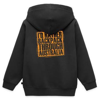 Je préfère Backpack à travers Outback Australia - Sweat Premium à capuche zippé enfant bio - noir - Dos - AI Model Kid Male (0cm)