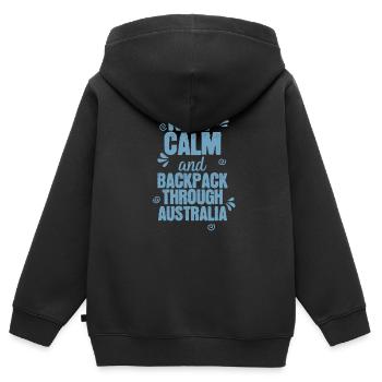 Keep Calm and Backpack through Australia - Kinder Premium Organic Zip Hoodie - Schwarz - Hinten - AI Model Kid Male (0cm)