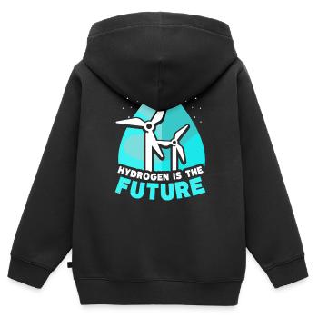 L’hydrogène est l’élément d’avenir hydrogène - Sweat Premium à capuche zippé enfant bio - noir - Dos - AI Model Kid Male (0cm)