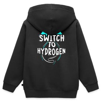 Passage à l’hydrogène Énergie Hydrogène - Sweat Premium à capuche zippé enfant bio - noir - Dos - AI Model Kid Male (0cm)