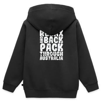Relax and Backpack through Sydney Australia - Kinder Premium Organic Zip Hoodie - Schwarz - Hinten - AI Model Kid Male (0cm)