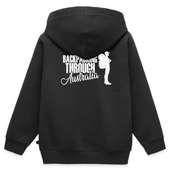 Backpacking through Australia Abenteuer - Kinder Premium Organic Zip Hoodie - Schwarz - Hinten - AI Model Kid Male (0cm)