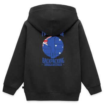I'd rather be Backpacking through Australia - Kinder Premium Organic Zip Hoodie - Schwarz - Hinten - AI Model Kid Male (0cm)