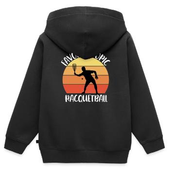 sujet favori Racquetball - Sweat Premium à capuche zippé enfant bio - noir - Dos - AI Model Kid Male (0cm)