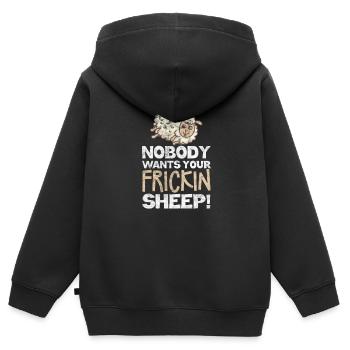 Moutons Élevage Élevage Mouton Chèvre Cadeau - Sweat Premium à capuche zippé enfant bio - noir - Dos - AI Model Kid Male (0cm)