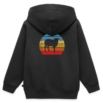 Moutons Élevage Élevage Mouton Chèvre Cadeau - Sweat Premium à capuche zippé enfant bio - noir - Dos - AI Model Kid Male (0cm)