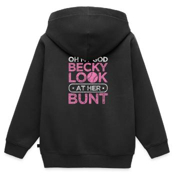 Softball - Sweat Premium à capuche zippé enfant bio - noir - Dos - AI Model Kid Male (0cm)