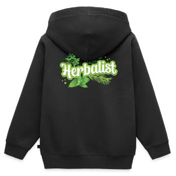 Herboriste Herb Herb Herb Herb Garden - Sweat Premium à capuche zippé enfant bio - noir - Dos - AI Model Kid Male (0cm)