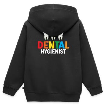 Hygiénistes dentaires Équipe d’hygiène dentaire Dentiste - Sweat Premium à capuche zippé enfant bio - noir - Dos - AI Model Kid Male (0cm)