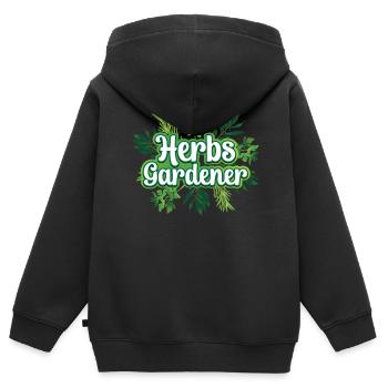 Herb Gardener Herbalisme Herb Garden Herb Herb - Sweat Premium à capuche zippé enfant bio - noir - Dos - AI Model Kid Male (0cm)