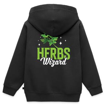 Herbes Magicien Jardin d’herbes Herboristerie Herbe herbacée - Sweat Premium à capuche zippé enfant bio - noir - Dos - AI Model Kid Male (0cm)