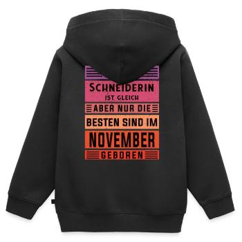Schneiderin Geburtstag November geboren - Kinder Premium Organic Zip Hoodie - Schwarz - Hinten - AI Model Kid Male (0cm)