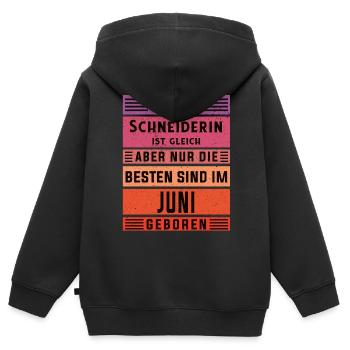 Schneiderin Geburtstag Juni geboren - Kinder Premium Organic Zip Hoodie - Schwarz - Hinten - AI Model Kid Male (0cm)