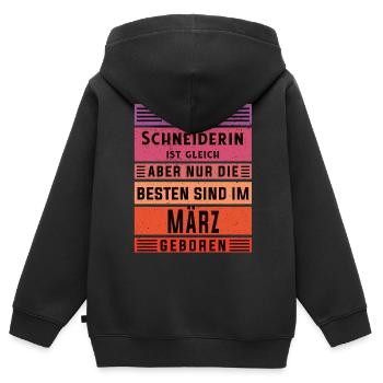 Schneiderin Geburtstag März geboren - Kinder Premium Organic Zip Hoodie - Schwarz - Hinten - AI Model Kid Male (0cm)