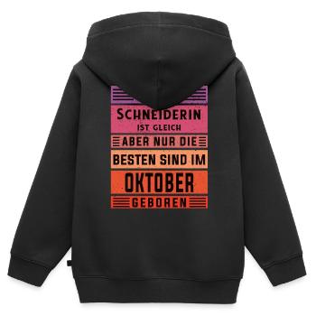 Schneiderin Geburtstag Oktober geboren - Kinder Premium Organic Zip Hoodie - Schwarz - Hinten - AI Model Kid Male (0cm)