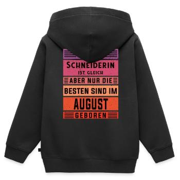 Schneiderin Geburtstag August geboren - Kinder Premium Organic Zip Hoodie - Schwarz - Hinten - AI Model Kid Male (0cm)