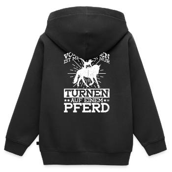 Voltige sport équestre Voltige sport équestre - Sweat Premium à capuche zippé enfant bio - noir - Dos - AI Model Kid Male (0cm)