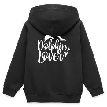 Amoureux des dauphins Dauphins Dauphins - Sweat Premium à capuche zippé enfant bio - noir - Dos - AI Model Kid Male (0cm)