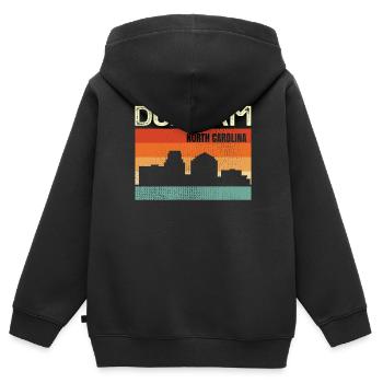 Durham North Carolina - Kinder Premium Organic Zip Hoodie - Schwarz - Hinten - AI Model Kid Male (0cm)