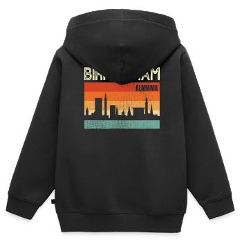 Birmingham (Alabama) - Sweat Premium à capuche zippé enfant bio - noir - Dos - AI Model Kid Male (0cm)