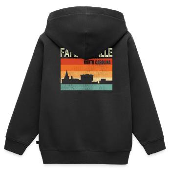 Fayetteville North Carolina - Kinder Premium Organic Zip Hoodie - Schwarz - Hinten - AI Model Kid Male (0cm)