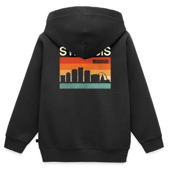 St. Louis Missouri - Kids Premium Organic Zip-up Hoodie - black - Back - AI Model Kid Male (0cm)