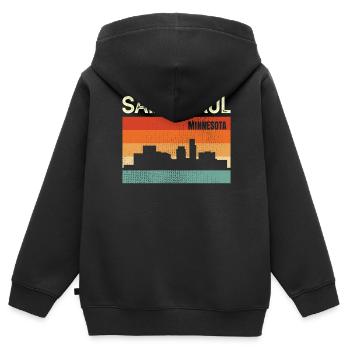 Sankt Paul Minnesota - Kinder Premium Organic Zip Hoodie - Schwarz - Hinten - AI Model Kid Male (0cm)