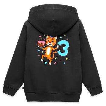 Mit Tiger - Jungen Geburtstag 3 Jahre - Kinder Premium Organic Zip Hoodie - Schwarz - Hinten - AI Model Kid Male (0cm)